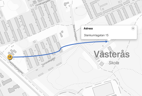 Karta som beskriver att Fredriksbergs förskola flyttar till Stenkumlagatan 15